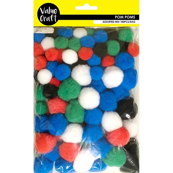 Assorted Mixed Colour Craft Pom Pom